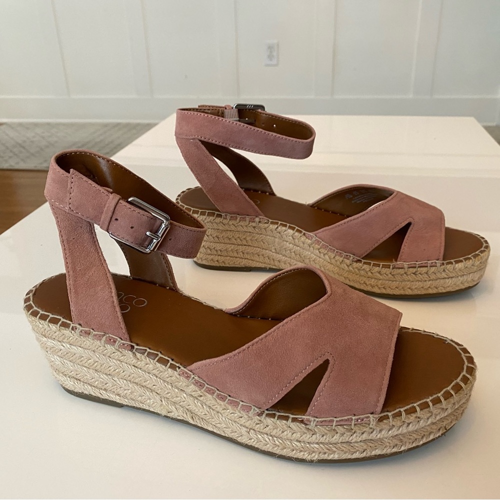 Franco Sarto Women's Wedge Sandal Pellia Espadrilles Size 7.5 Mauve NWT